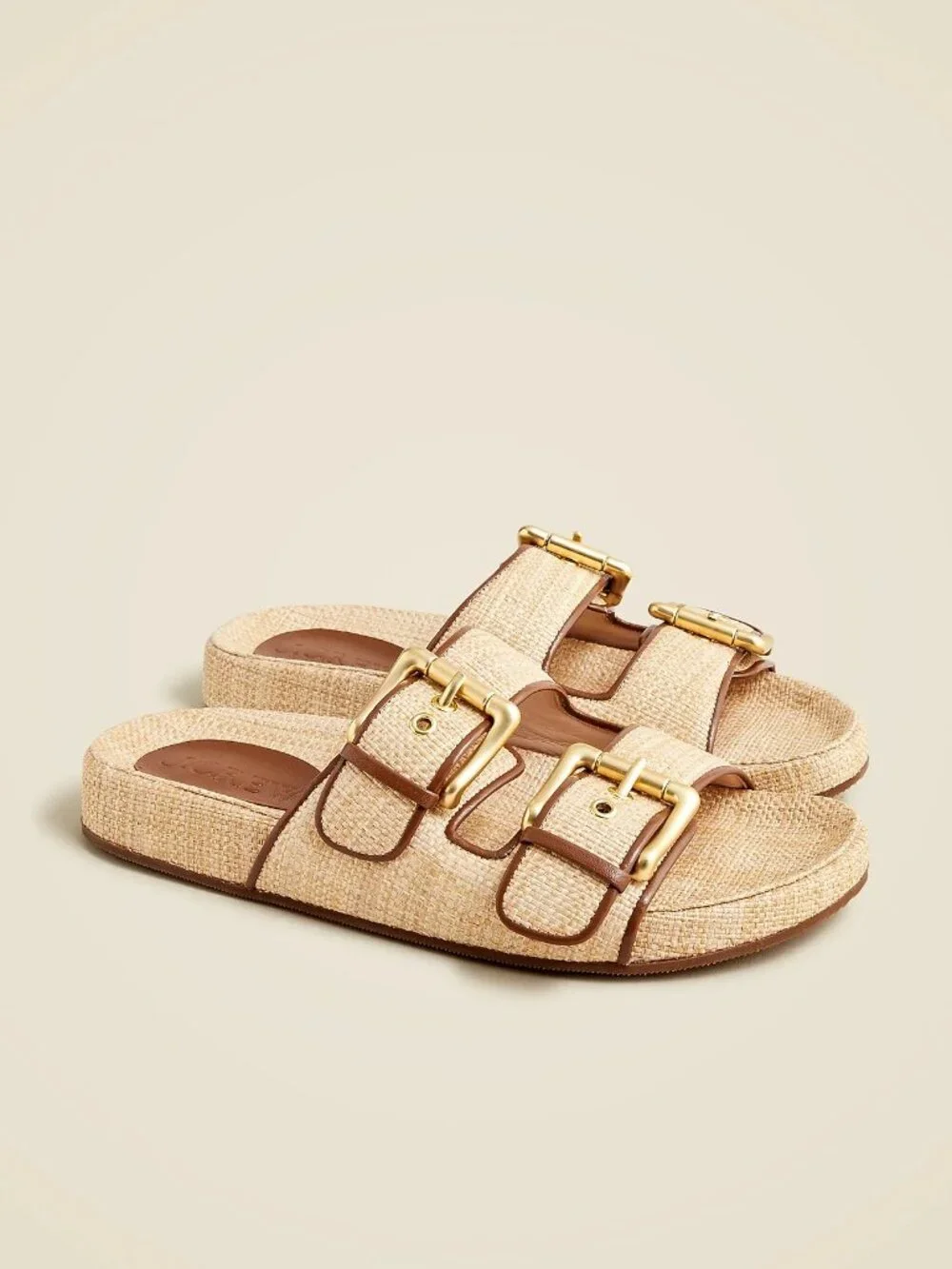 J. Crew Marlow Slip On Sandals In Raffia Beach Coastal Vacation Resortwear 8.5 - Picture 1 of 12